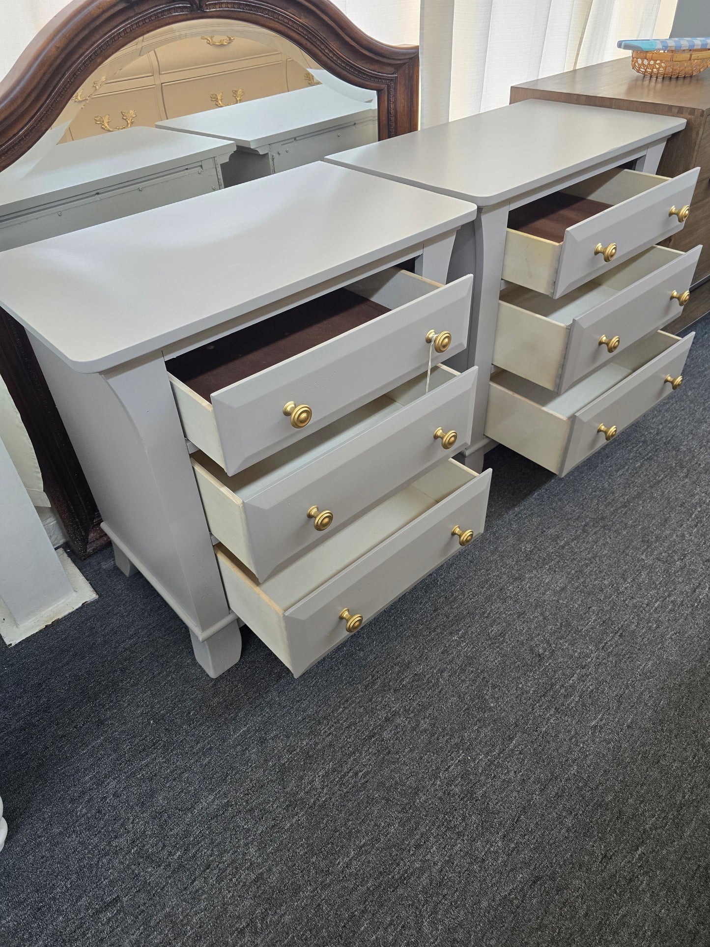 Pair of nightstands light gray colored