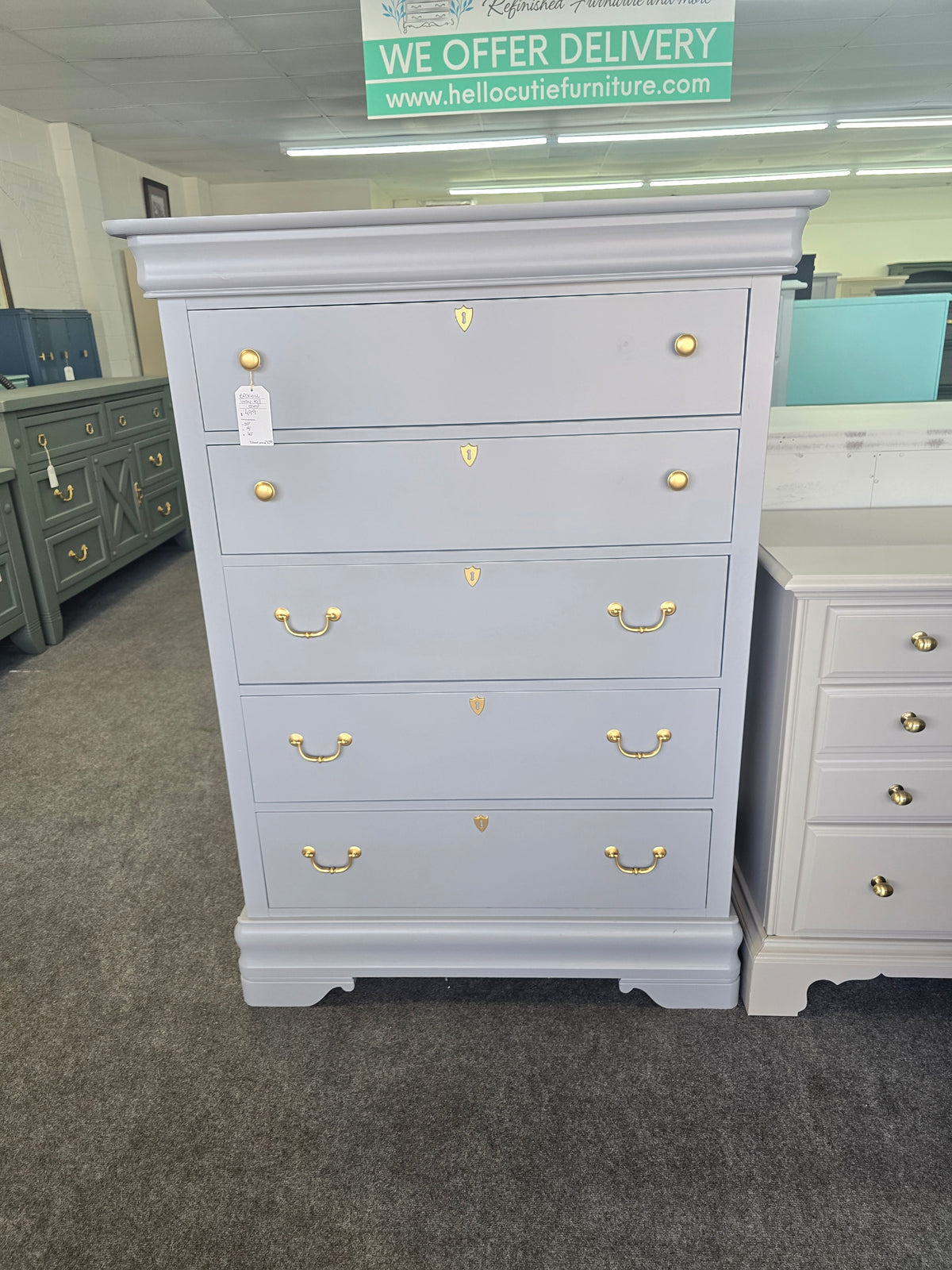 Broyhill tall gray chest