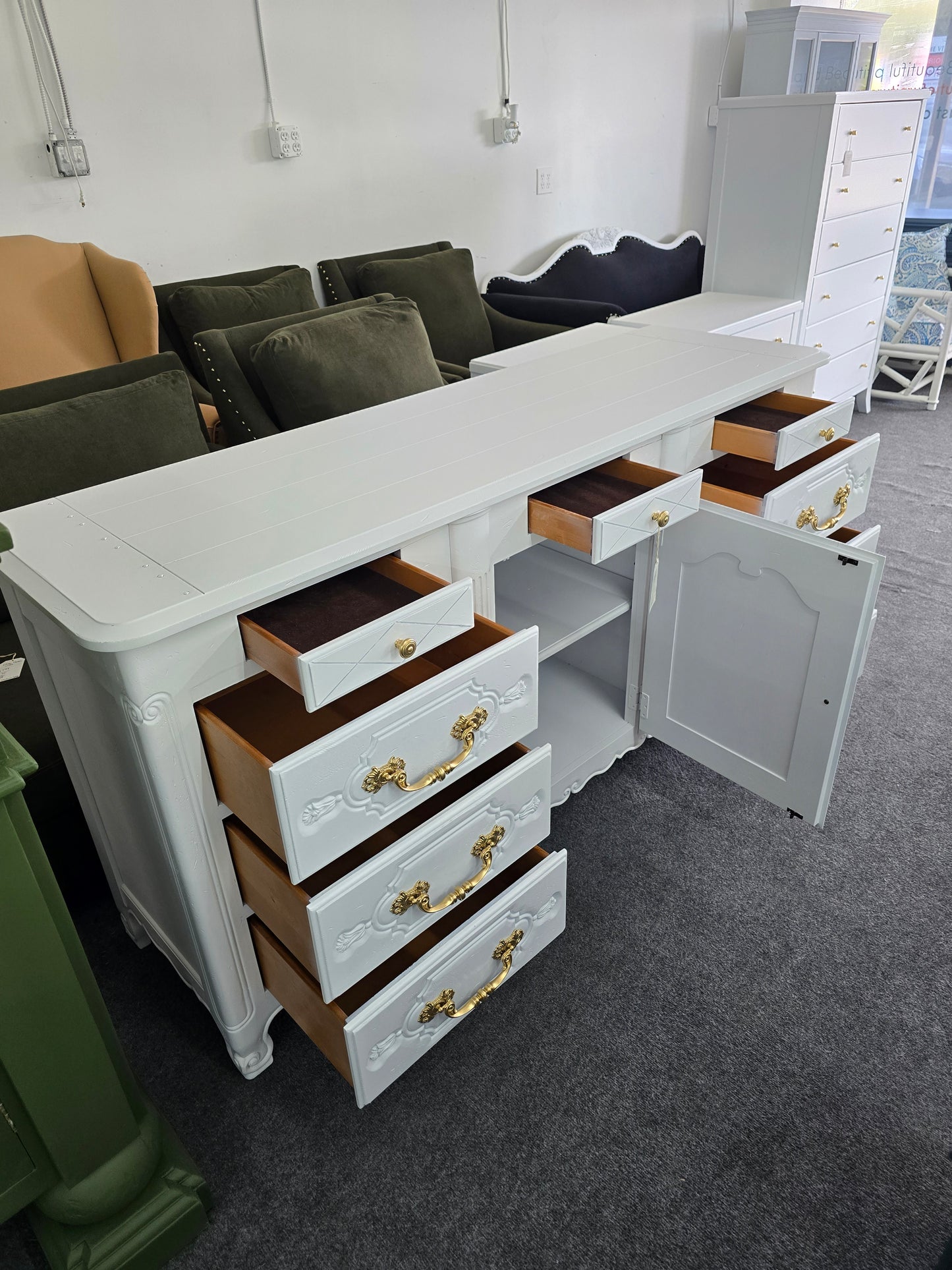 French provincial white lacquered dresser