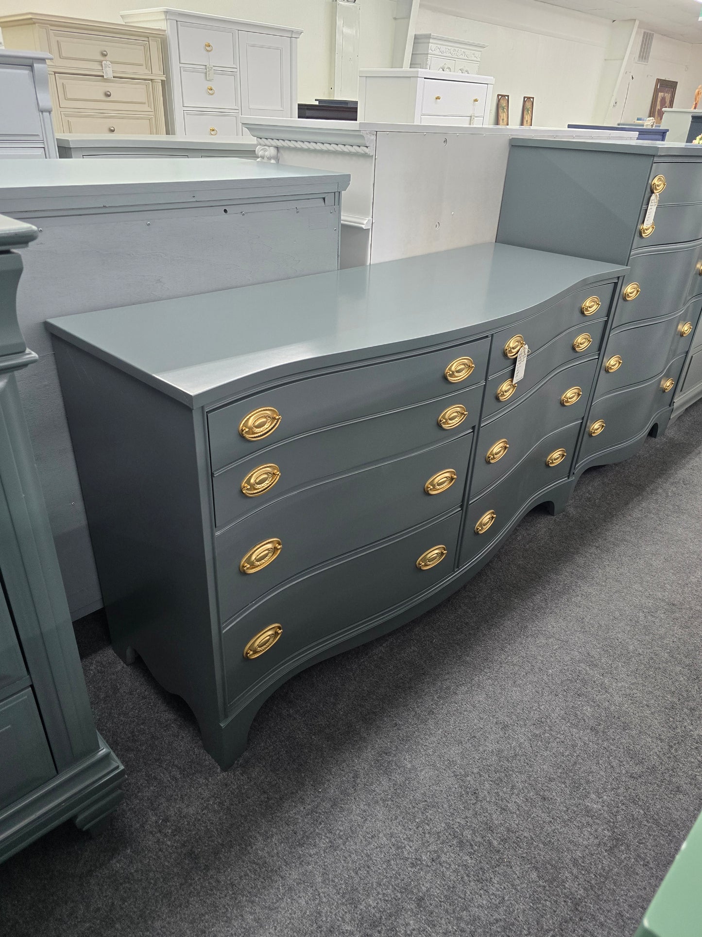 Bassett dark green lacquered dresser