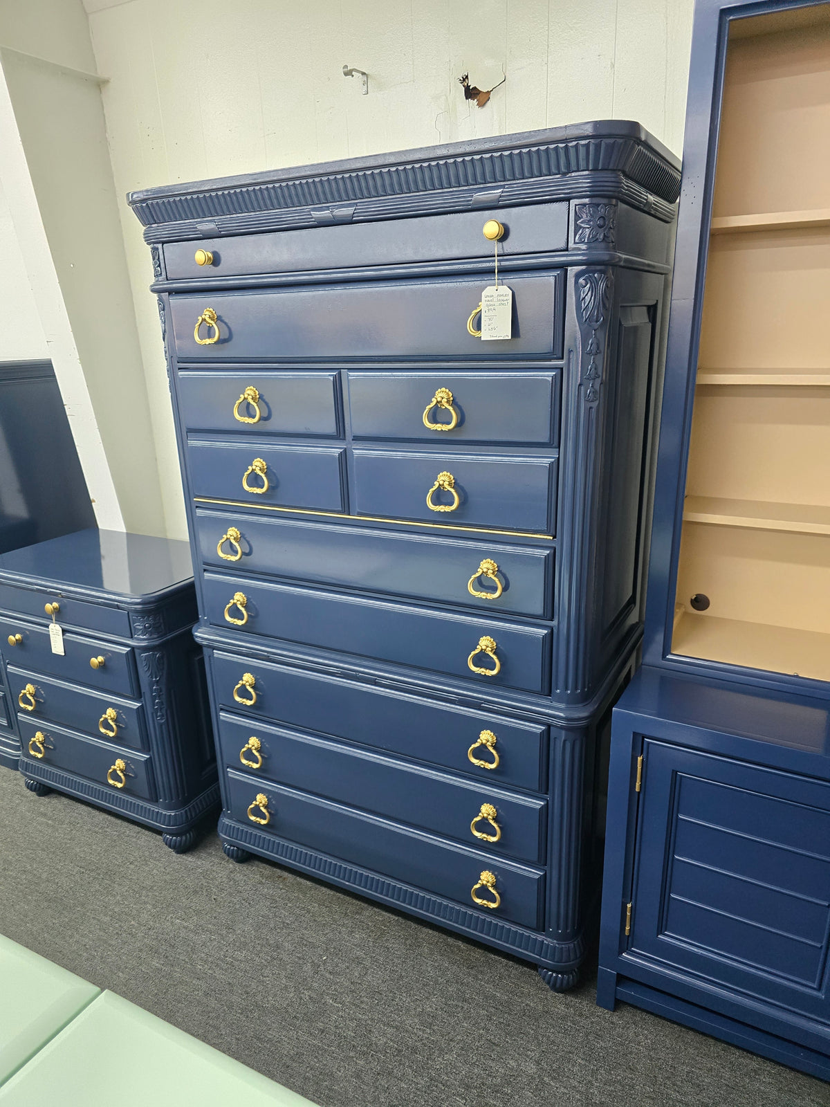 Laura Ashley blue Lacquered tall chest