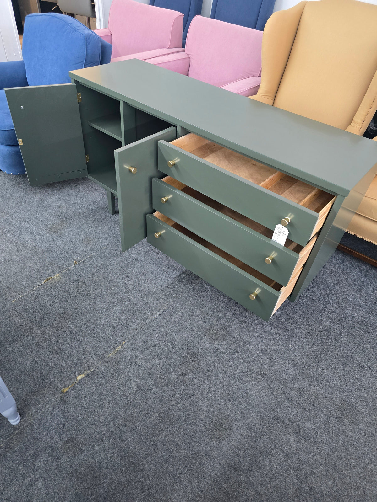 Stanley green lacquered MCM cabinet