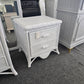 White lacquered bamboo & rattan nightstand