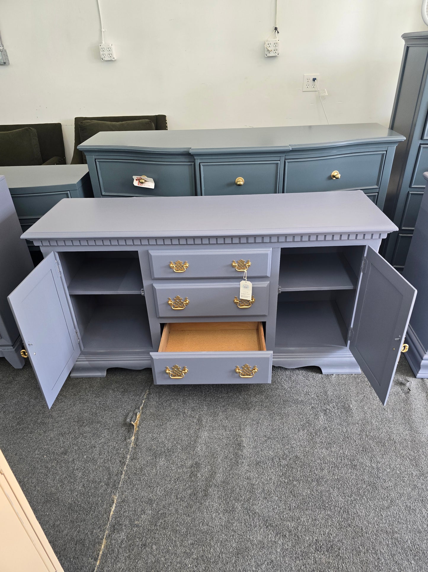 Vintage blue gray cabinet