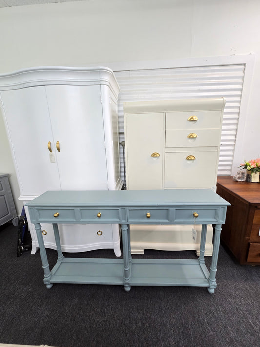2 drawers teal sofa table
