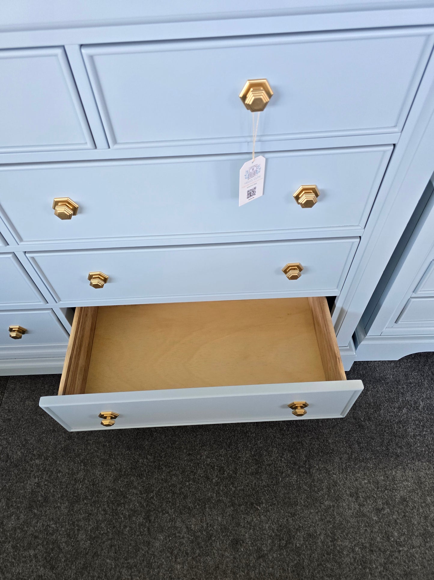Blue dresser hexagonal knobs