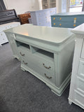 Minty green lacquered Havertys dresser/stand