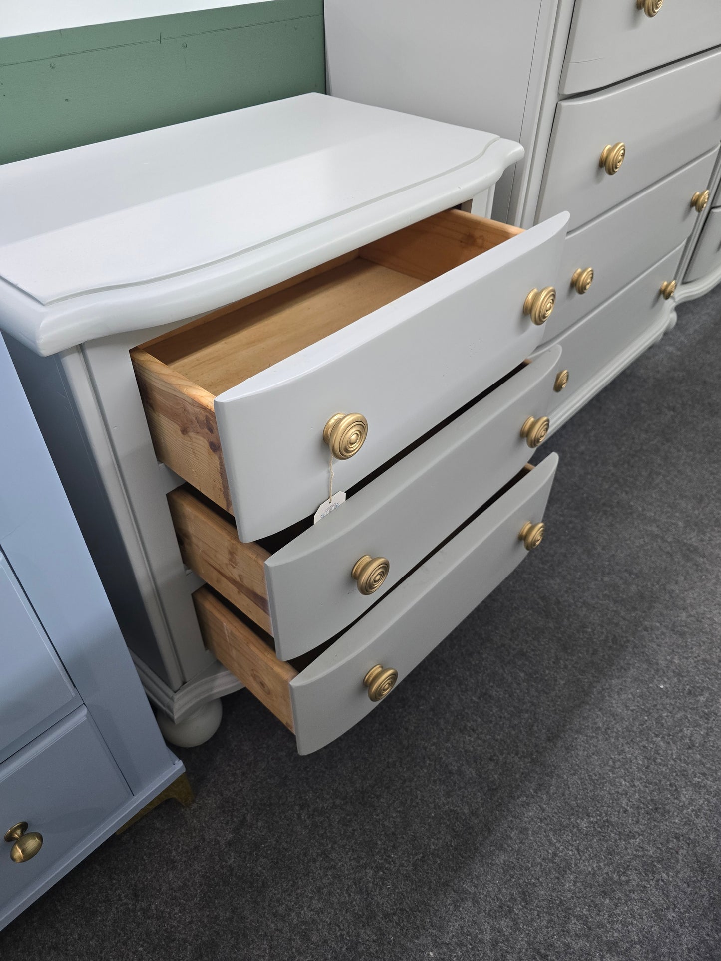 3 drawers gray nightstand - solid wood