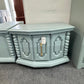 Vintage pair of teal end tables