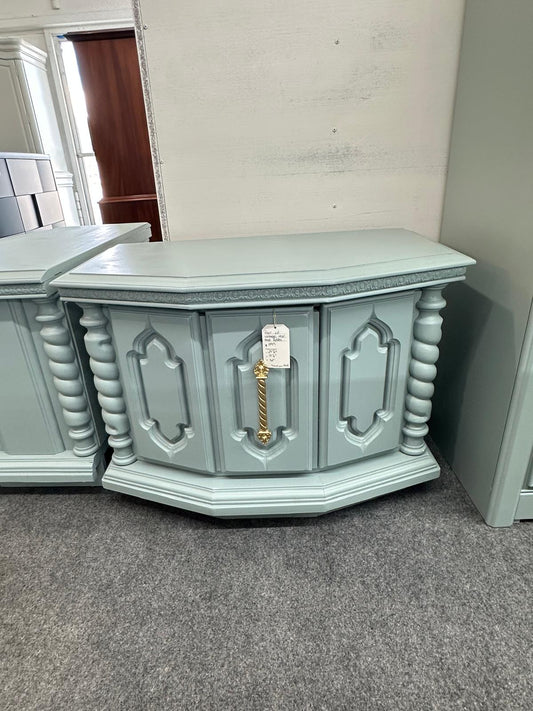 Vintage pair of teal end tables