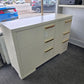 Non symmetrical cream lacquered 6 drawers dresser