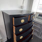 Solid wood bowfront black lacquered chest