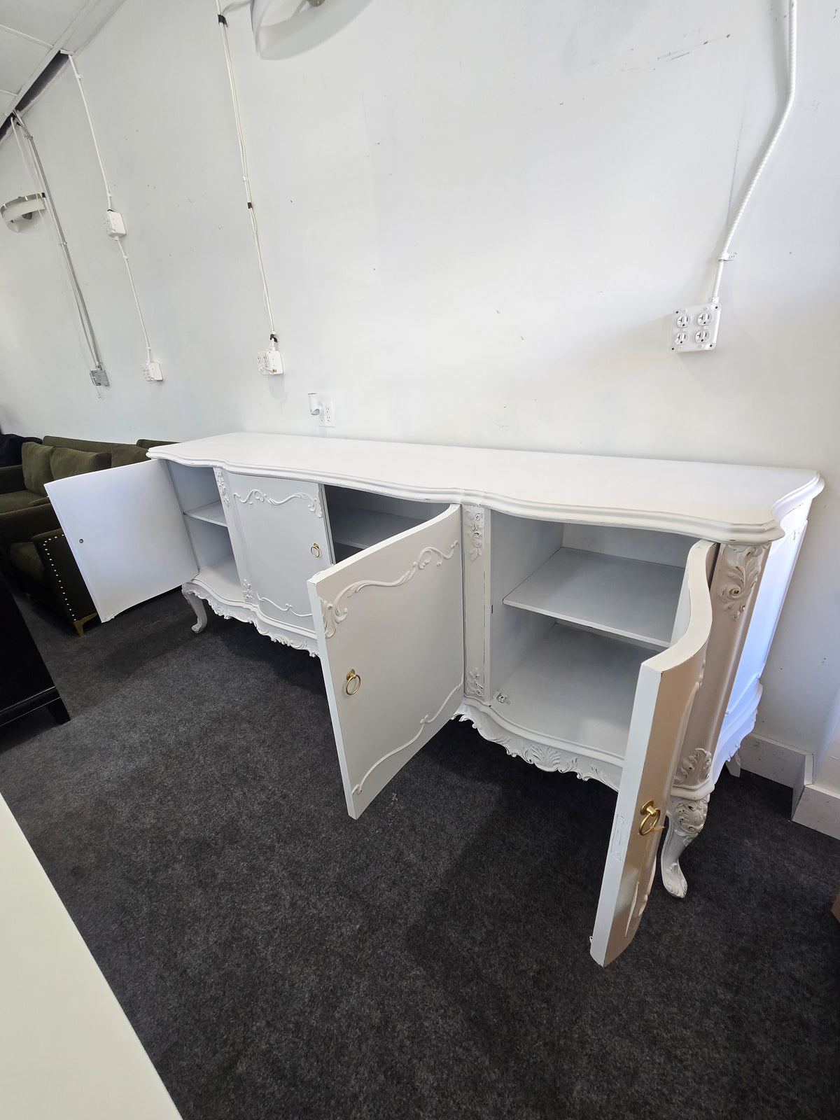 Antique white Distressed long buffet