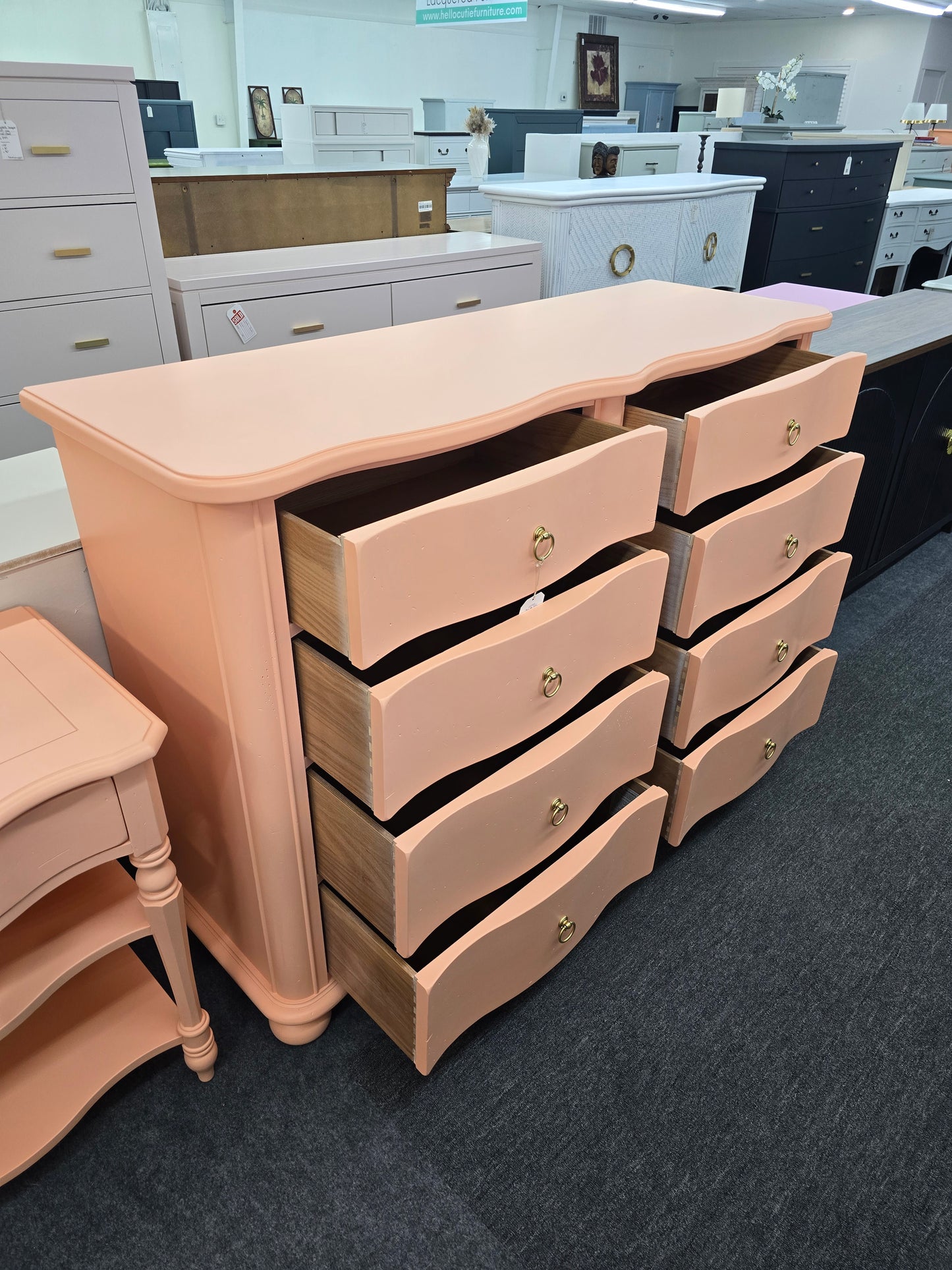 Stanley soft orange lacquered dresser