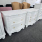 Gorgeous white Distressed lacquered pair of nightstands