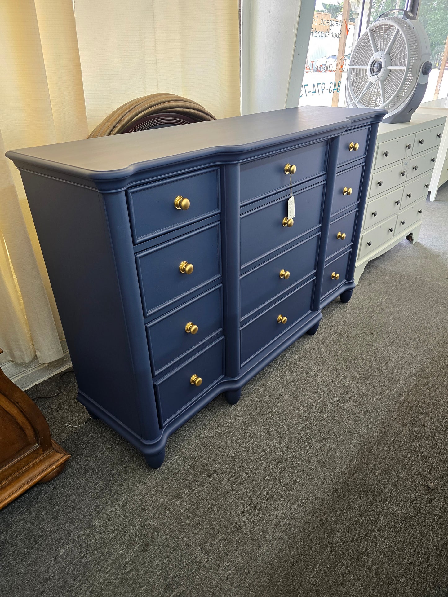 12 drawers navy blue dresser