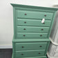 Solid wood green tall chest