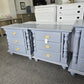2 gray lacquered nightstands