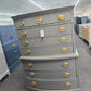 Solid wood bowfront gray greenish chest