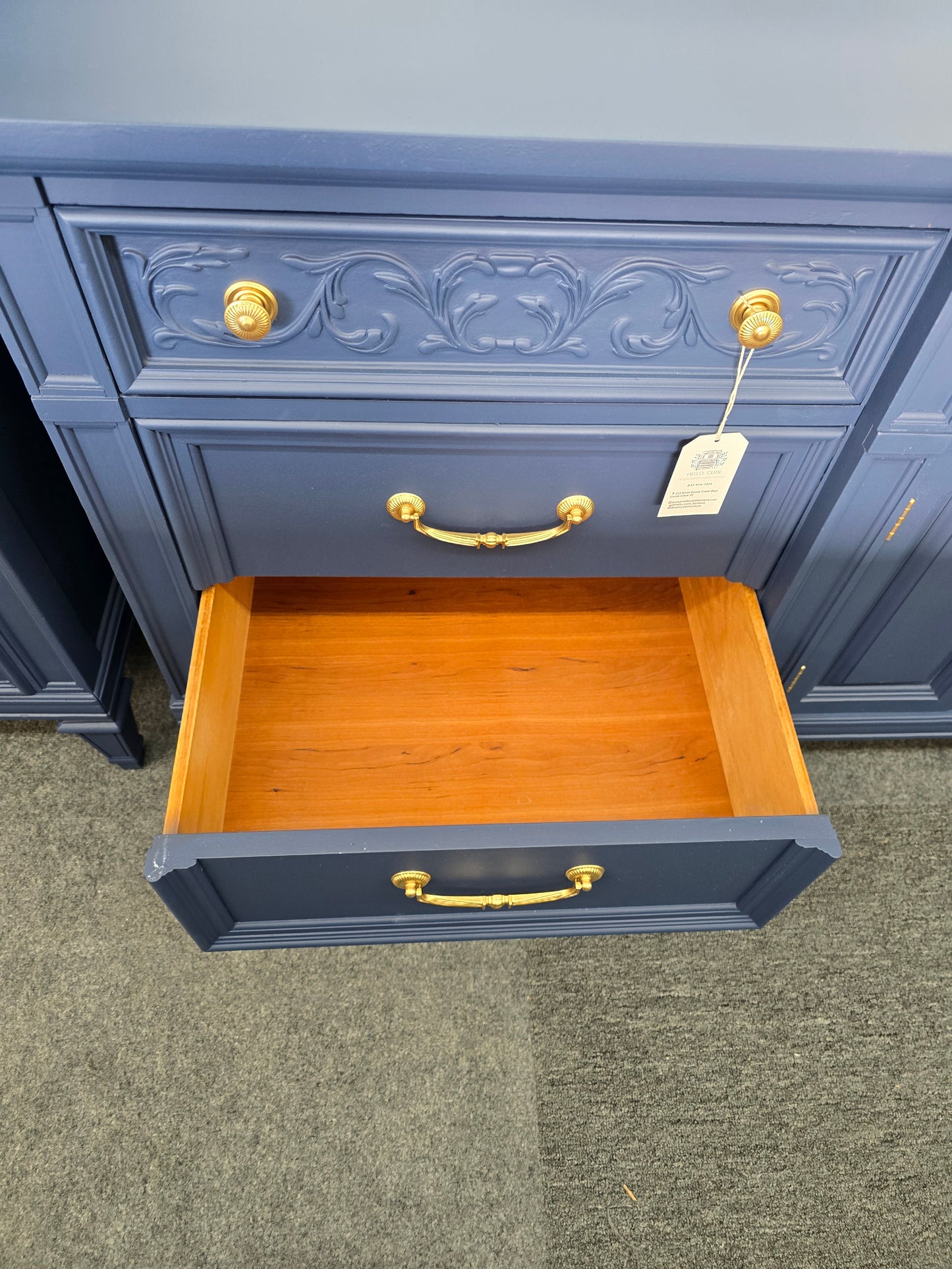 Thomasville navy blue Regency dresser