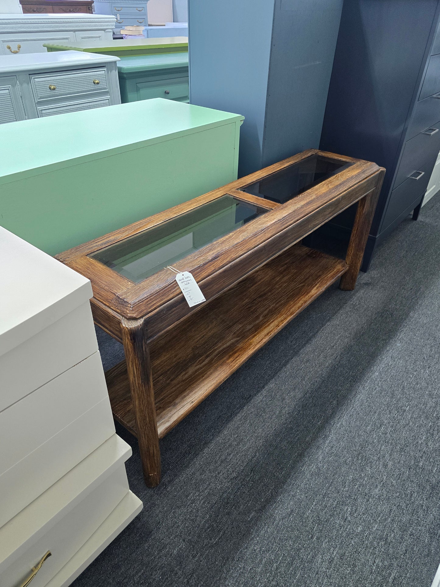 Rustic wood entry table
