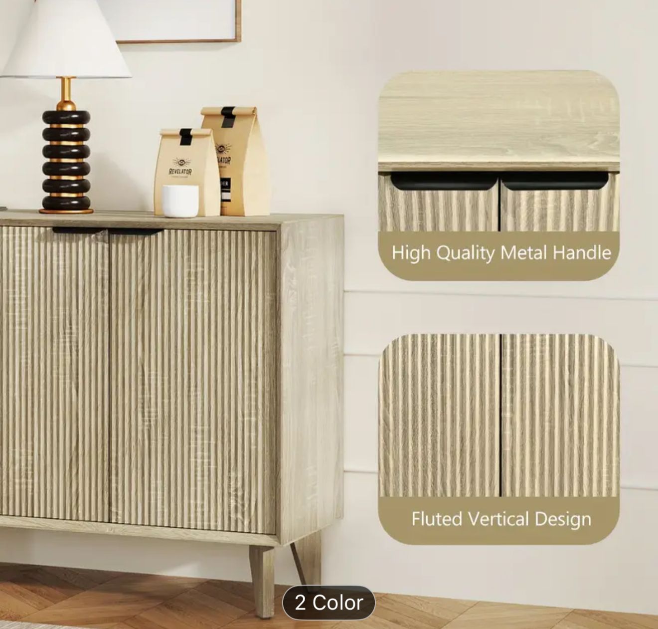 Natural large Groove Decorative sideboard- new