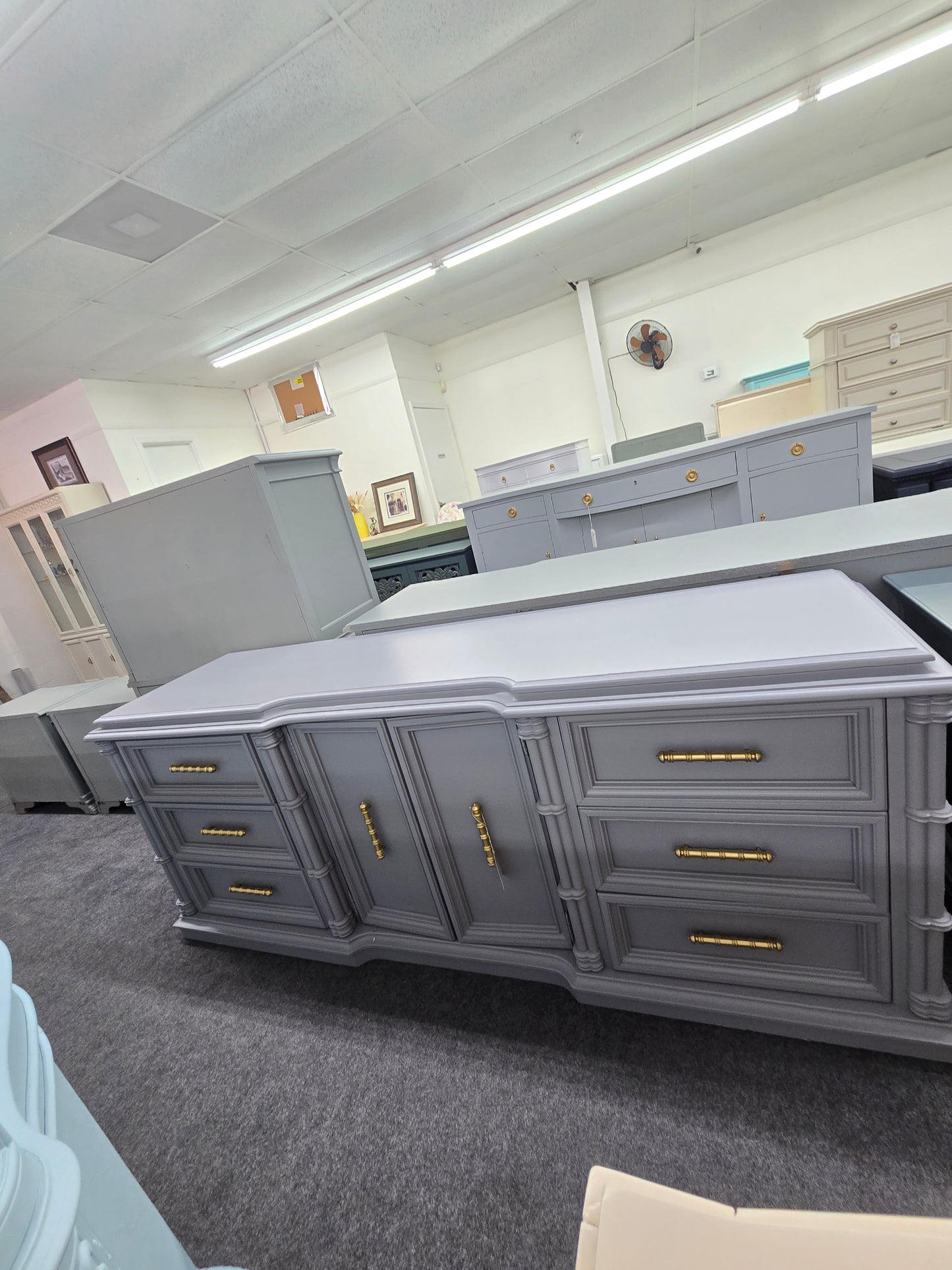 Vintage gray National Mt Airy dresser