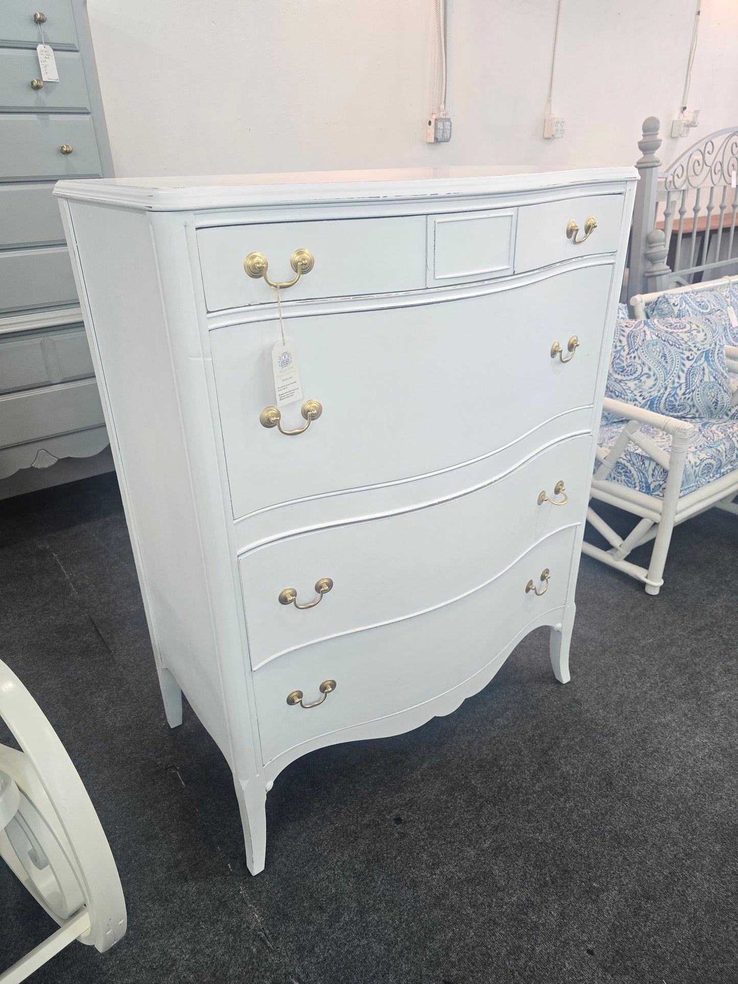Solid wood white Distressed chest