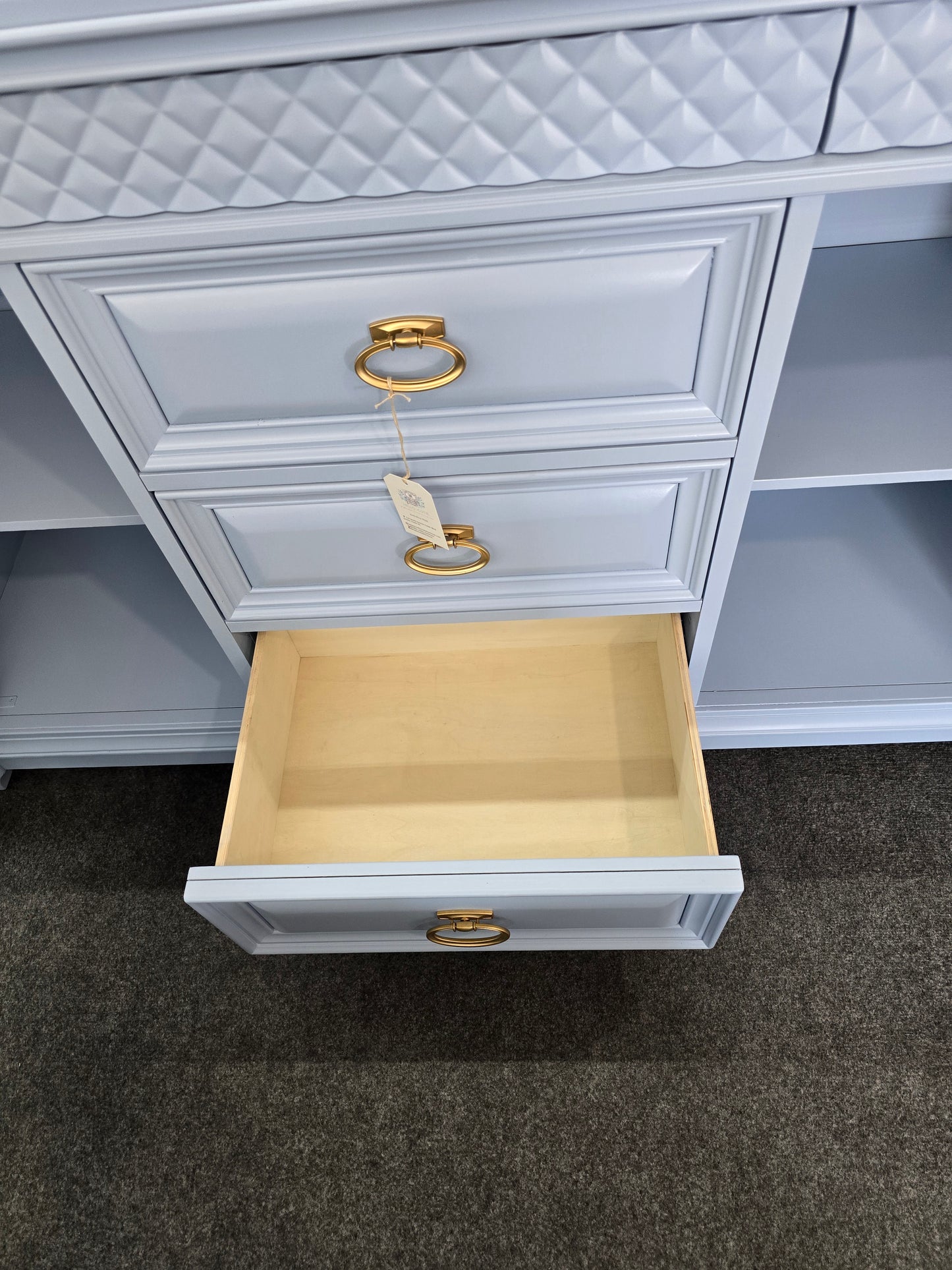 Super cute blue 6 drawers 2 doors dresser