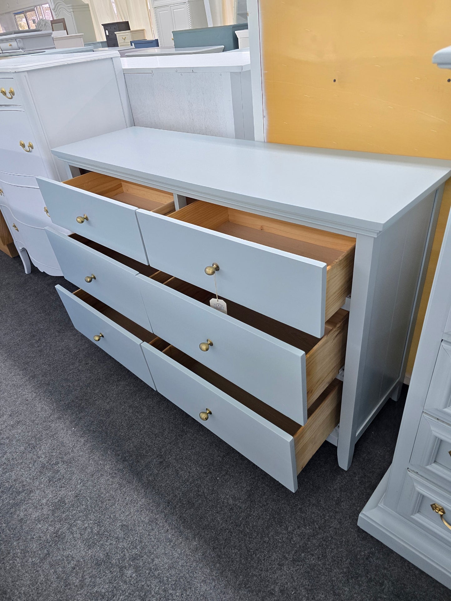 Solid wood 6 drawers blue dresser