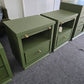 Solid wood MCM green pair of nightstands