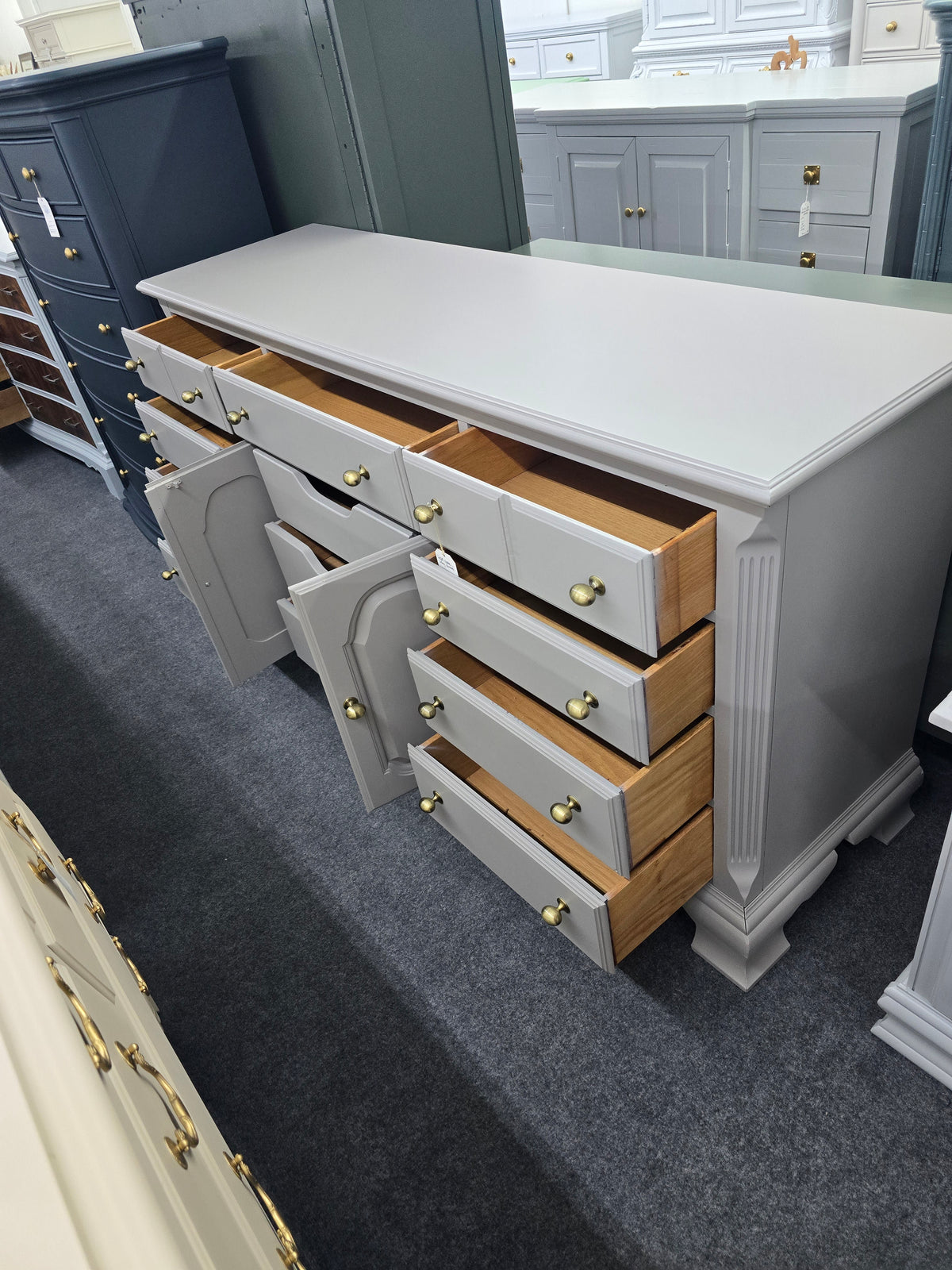 12 drawers gray long dresser