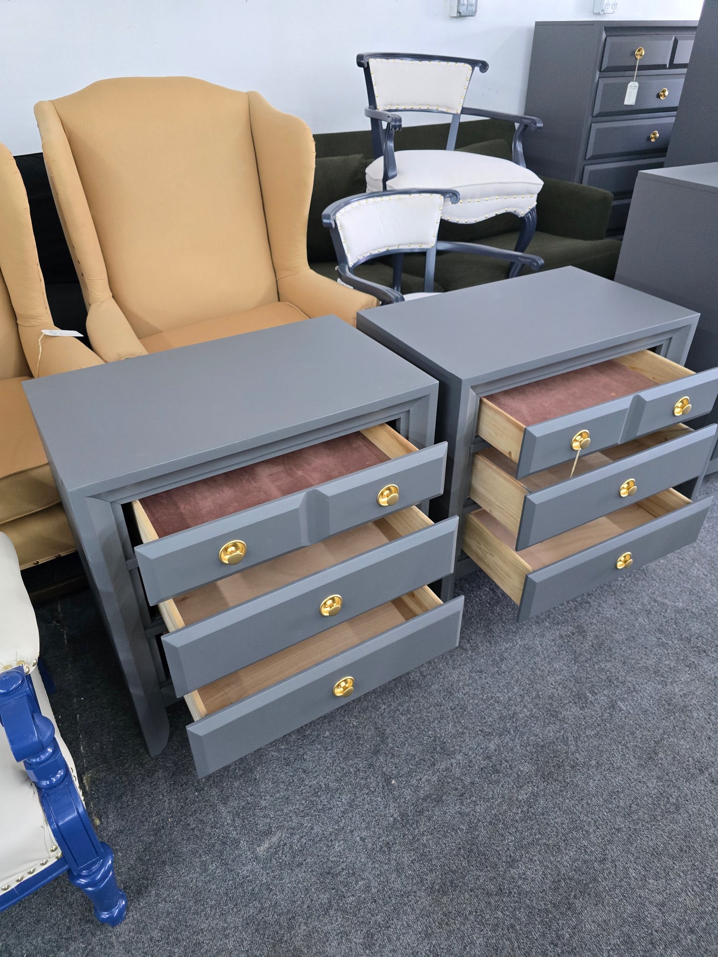 Dark gray pair of nightstands