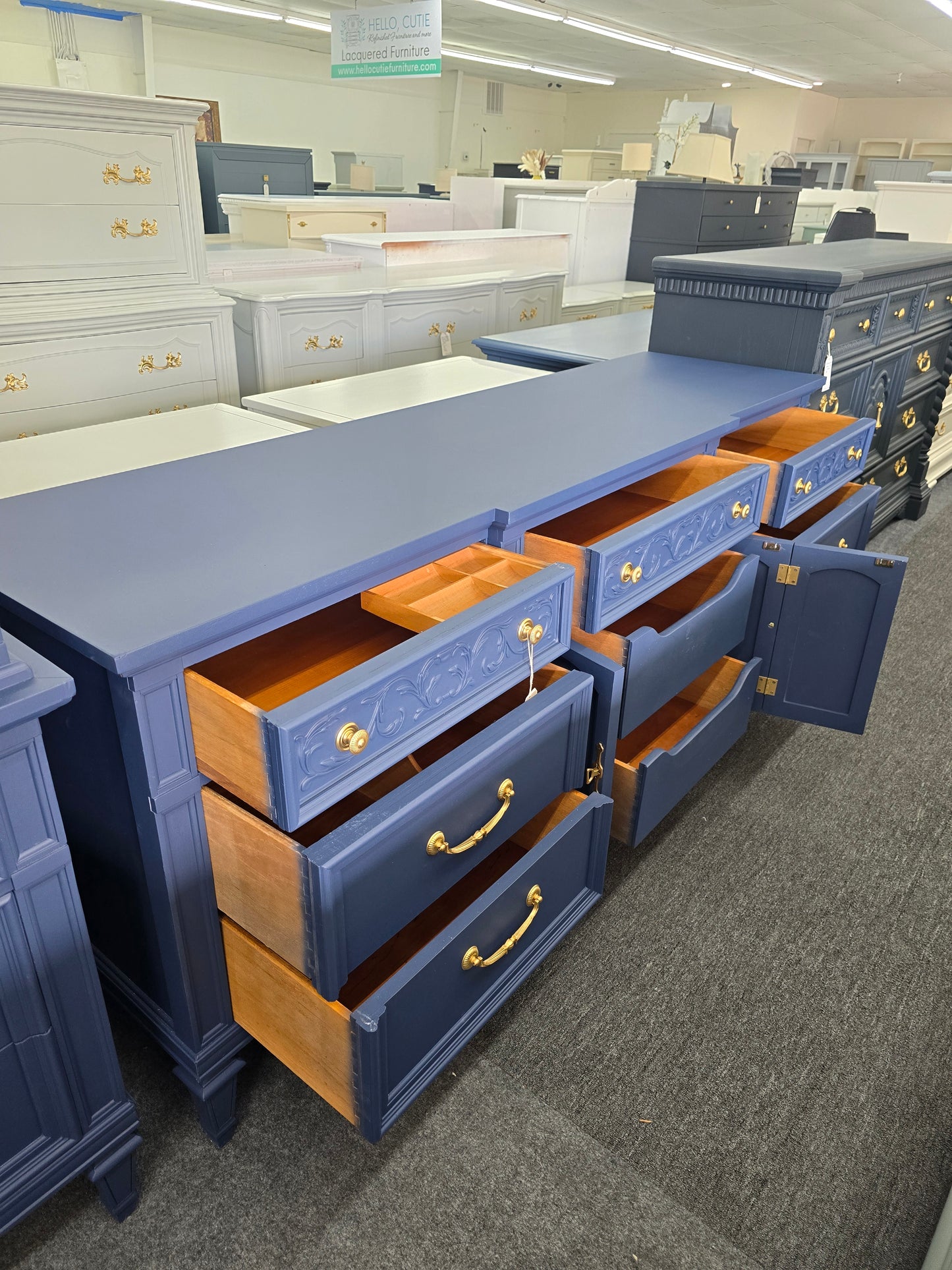Thomasville navy blue Regency dresser