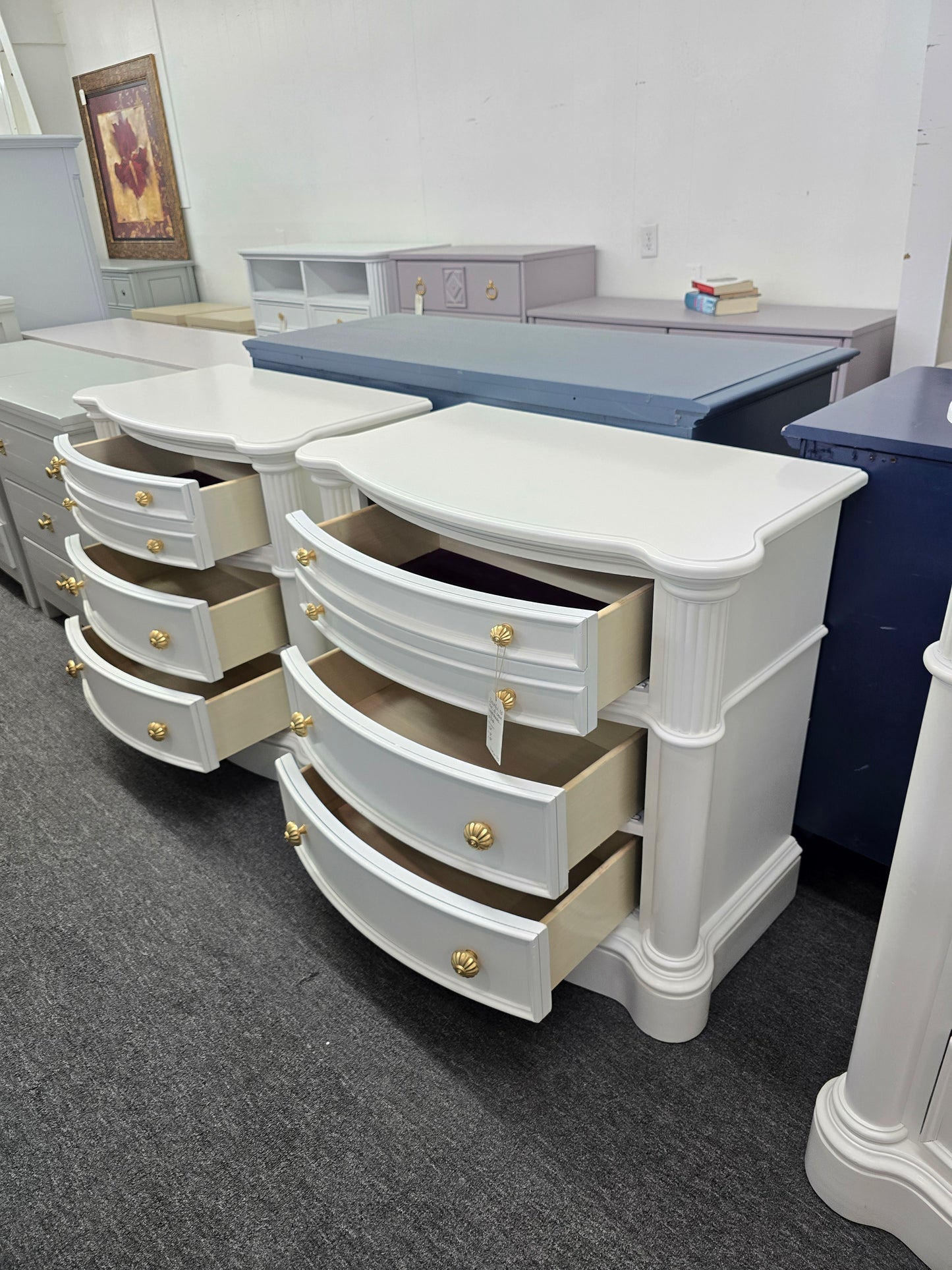Beautiful pair of off white big nightstands