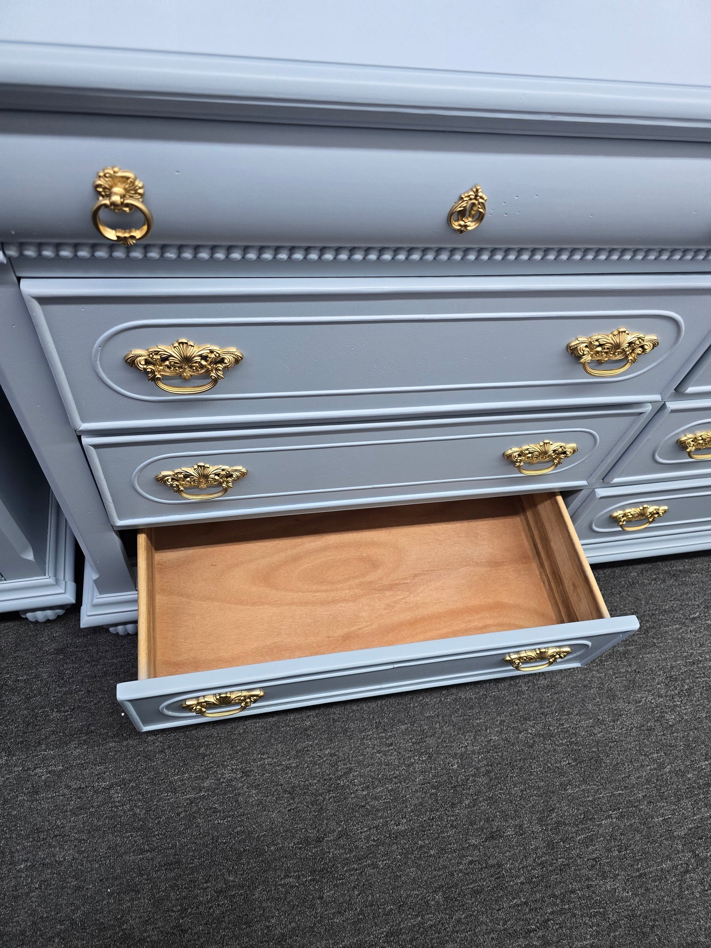 Solid wood cute blue dresser