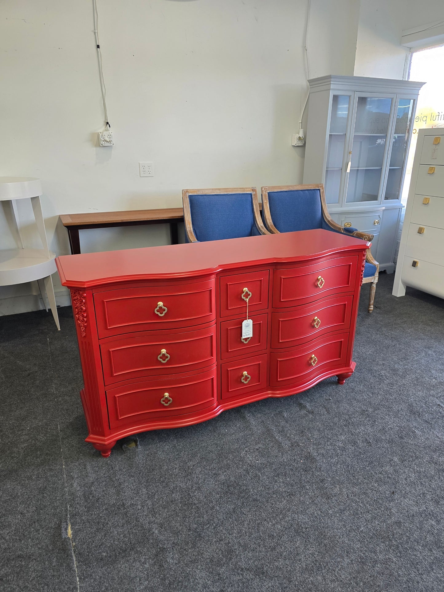 Gorgeous 9 drawers red dresser