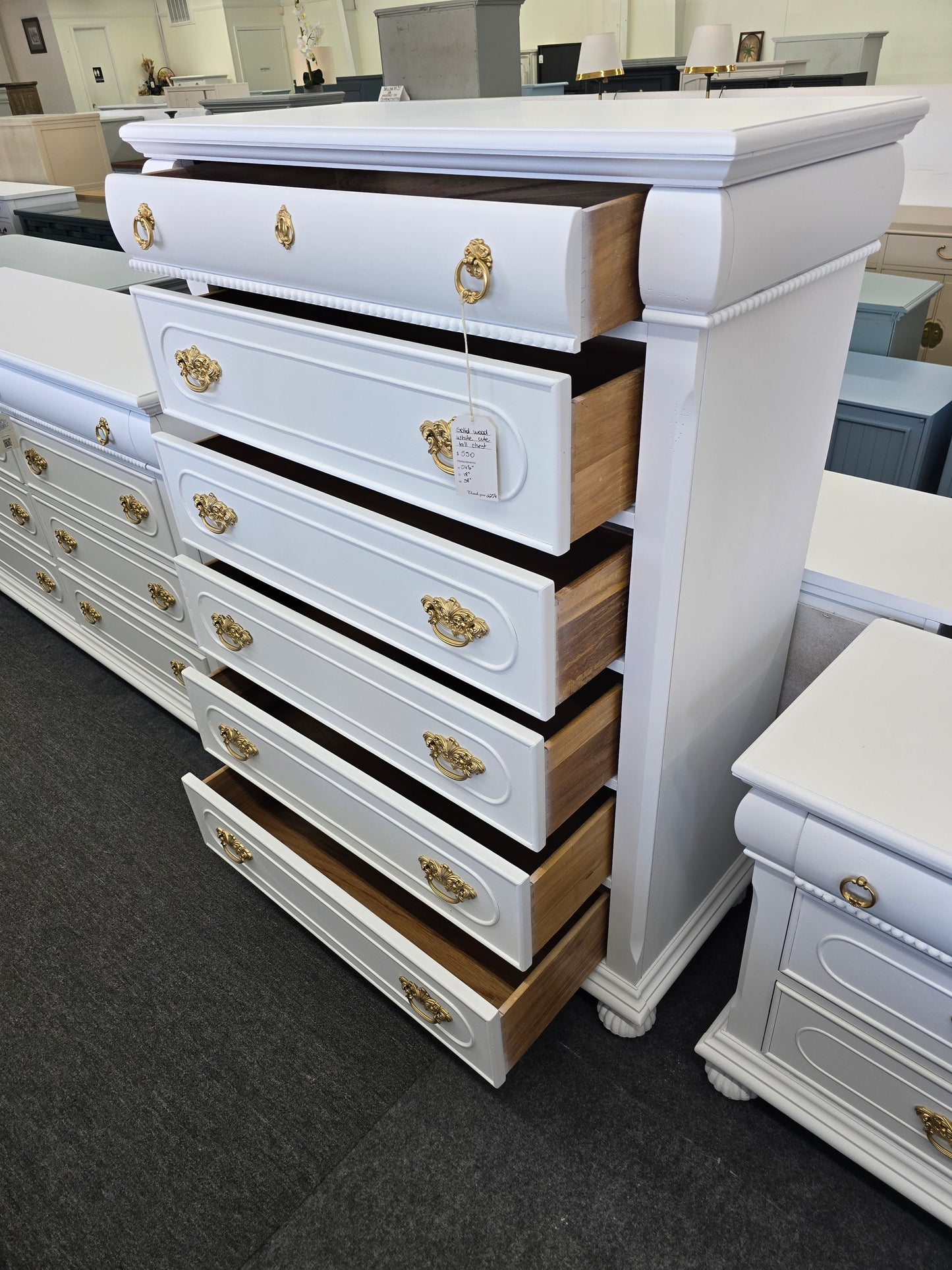 Solid wood cute white chest