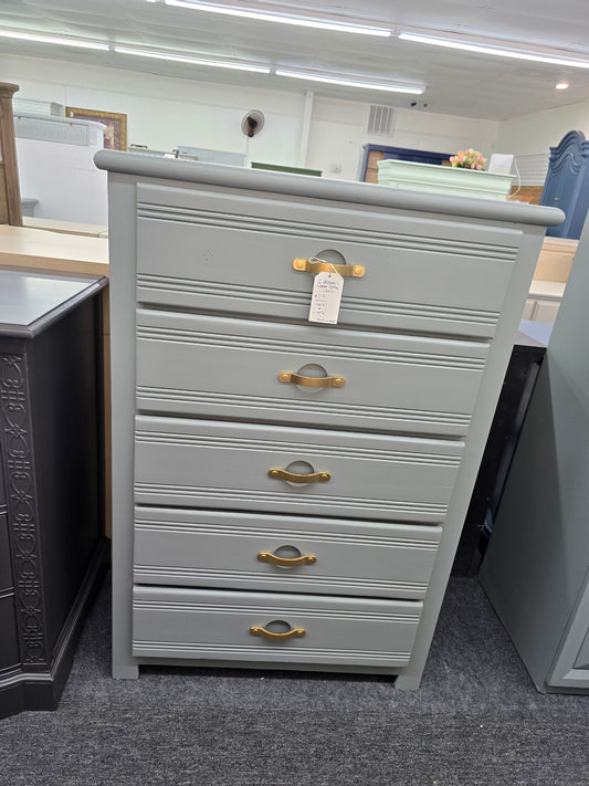 5 drawers green gray chest