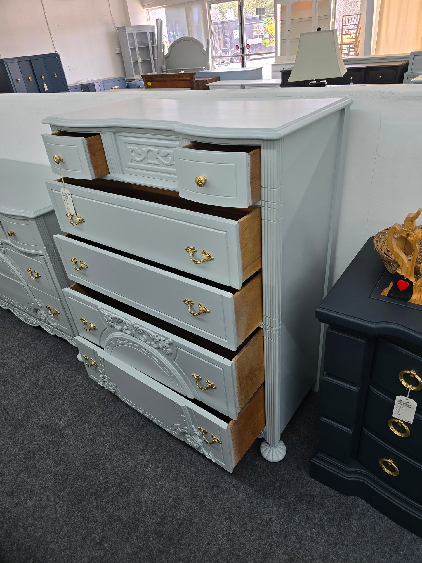 Antique blue Lacquered chest