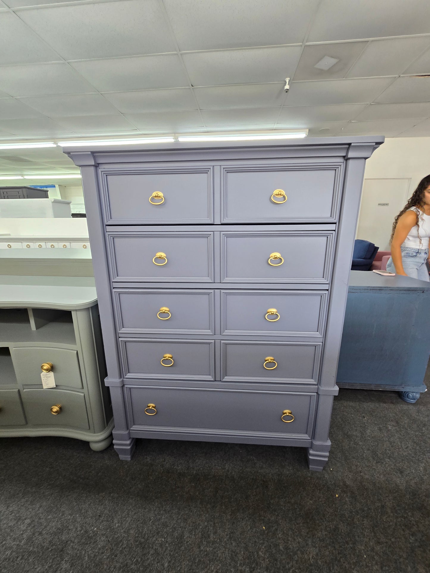 Blue gray tall chest