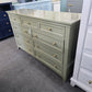 Olive green lacquered 9 drawers dresser