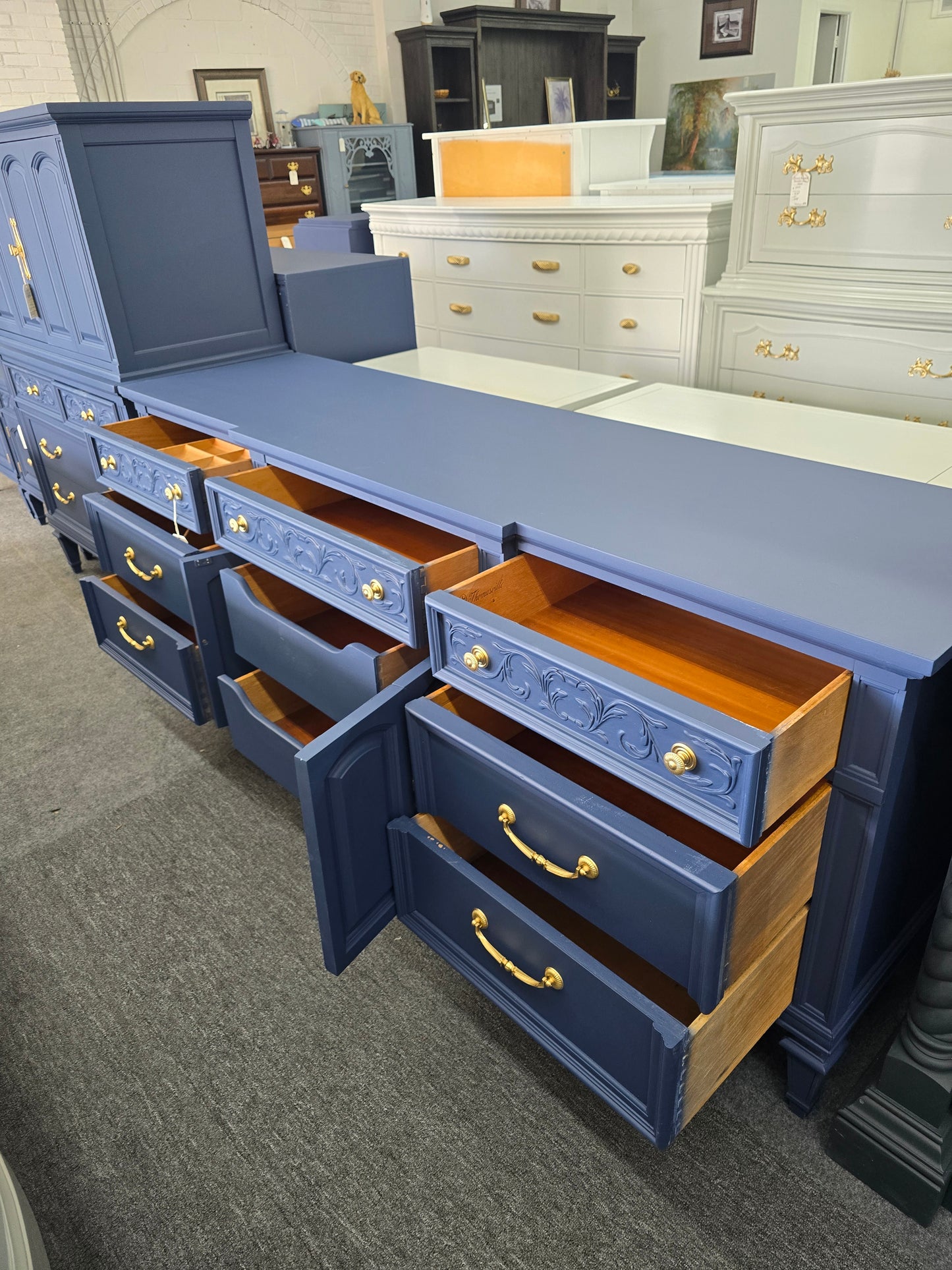 Thomasville navy blue Regency dresser