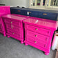 Pink lacquered pair of nightstands