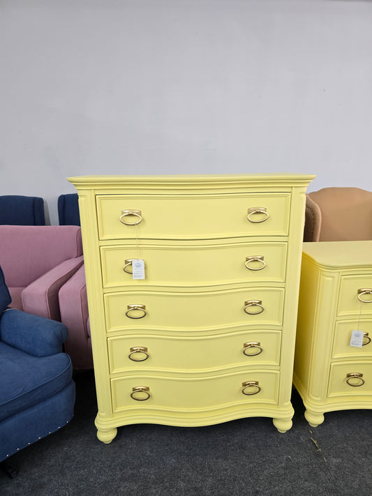 Bowfront yellow modern chest