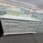 Beautiful gray dresser 6 drawers 1 door rattan drawers
