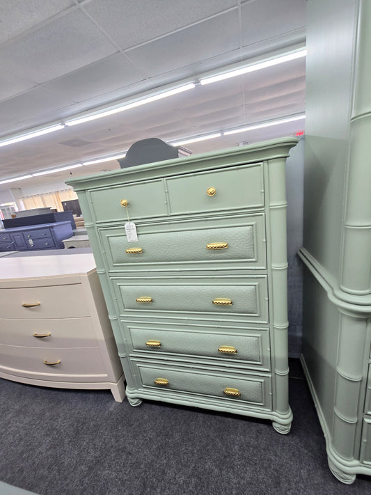 Havertys green bamboo chest