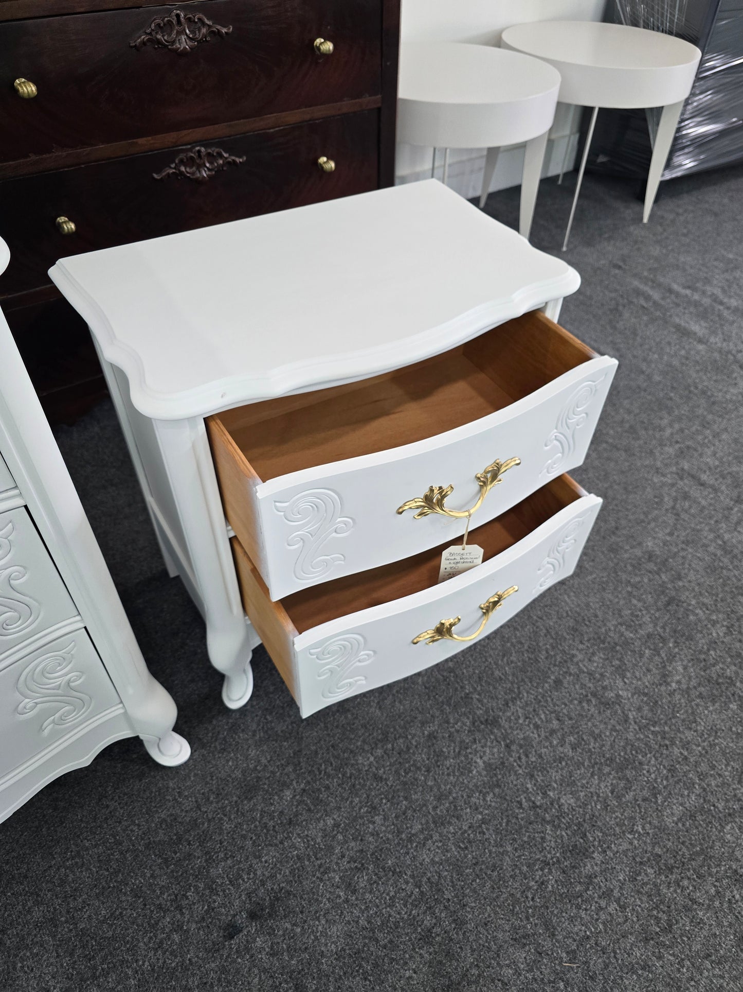 Bassett french provincial white nightstand