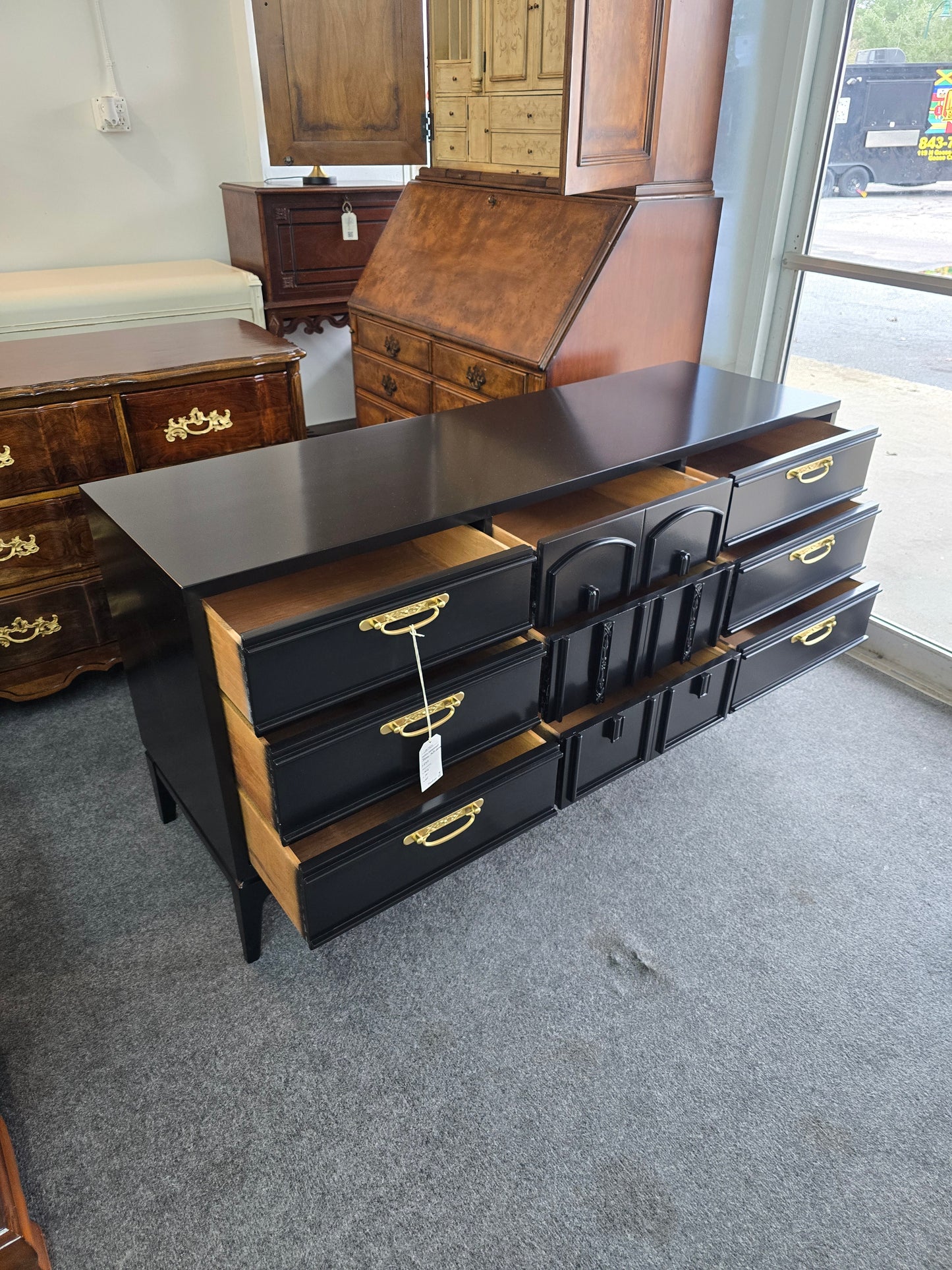 Lacquered mid century black  dresser