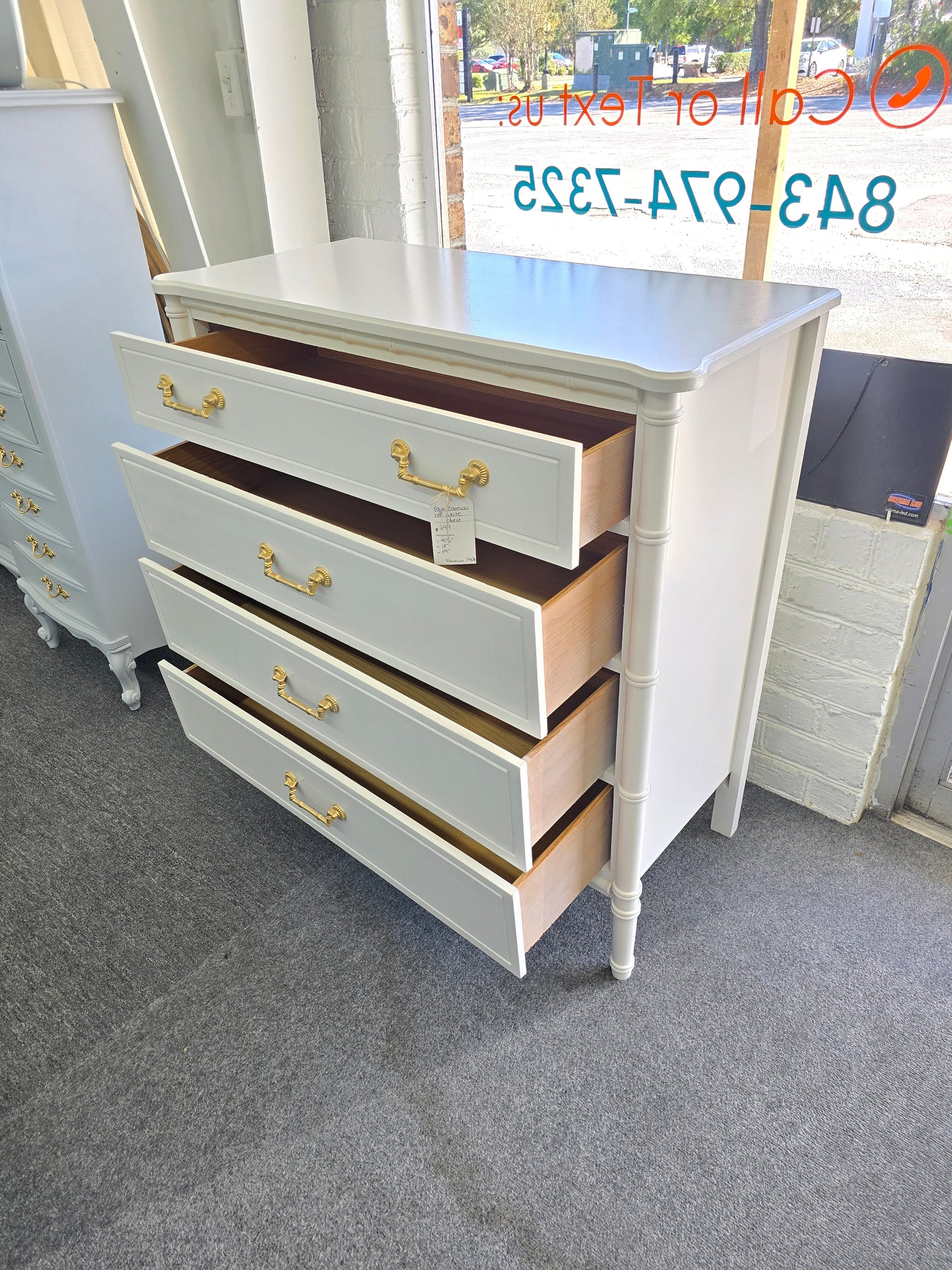 Faux Bamboo off white chest